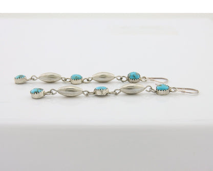 Navajo Earrings 925 Silver Blue Turquoise Native American Artist C.80's