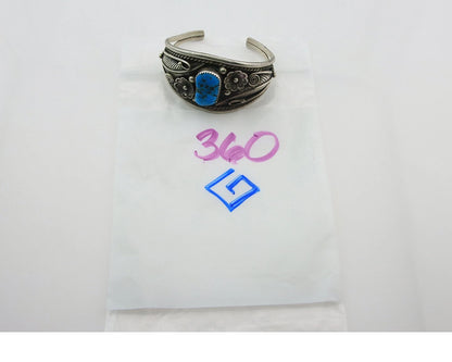 Navajo Cuff Bracelet Sterling Silver Gem Turquoise Handmade Vintage Signed