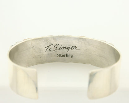 Navajo Bracelet Gold & 925 Silver Handmade 16 mm Wide Signed Thomas Singer C80s