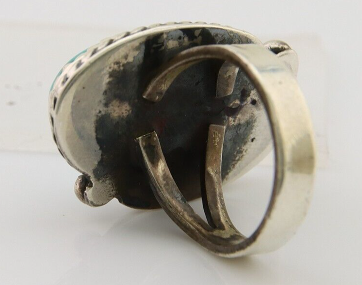 Navajo Ring 925 Sterling Silver Blue Turquoise Native American Artist C.80's