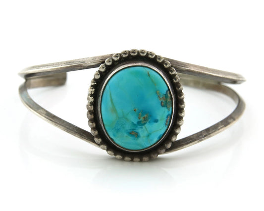 Navajo Cuff Bracelet Sterling Silver Vintage Turquoise Handmade Native Artist