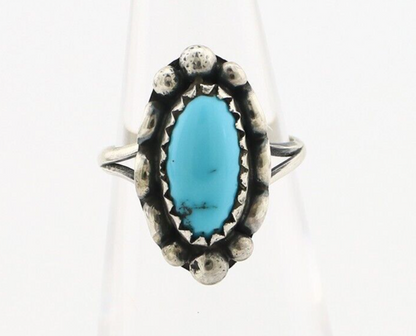 Navajo Ring 925 Silver Sleeping Beauty Turquoise Signed SkyStone Creations C80s