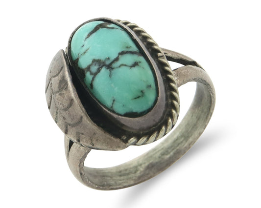 Vintage Navajo Ring 925 Sterling Silver Turquoise Handmade Size 5.5