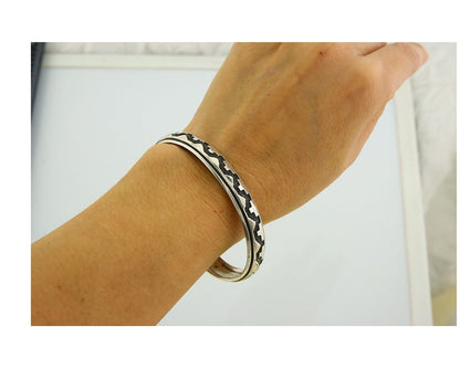 Navajo Bracelet 925 Silver Handmade Cuff Artist Signed Tommy Singer C.80's