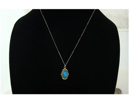 Navajo Necklace Sterling Silver Natural Blue Turquoise Handmade Vintage