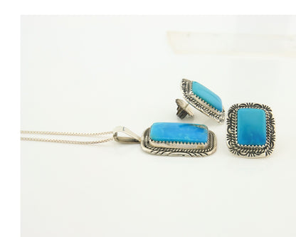 Navajo Necklace Earrings Set Sterling Silver Turquoise Vintage Signed Begay