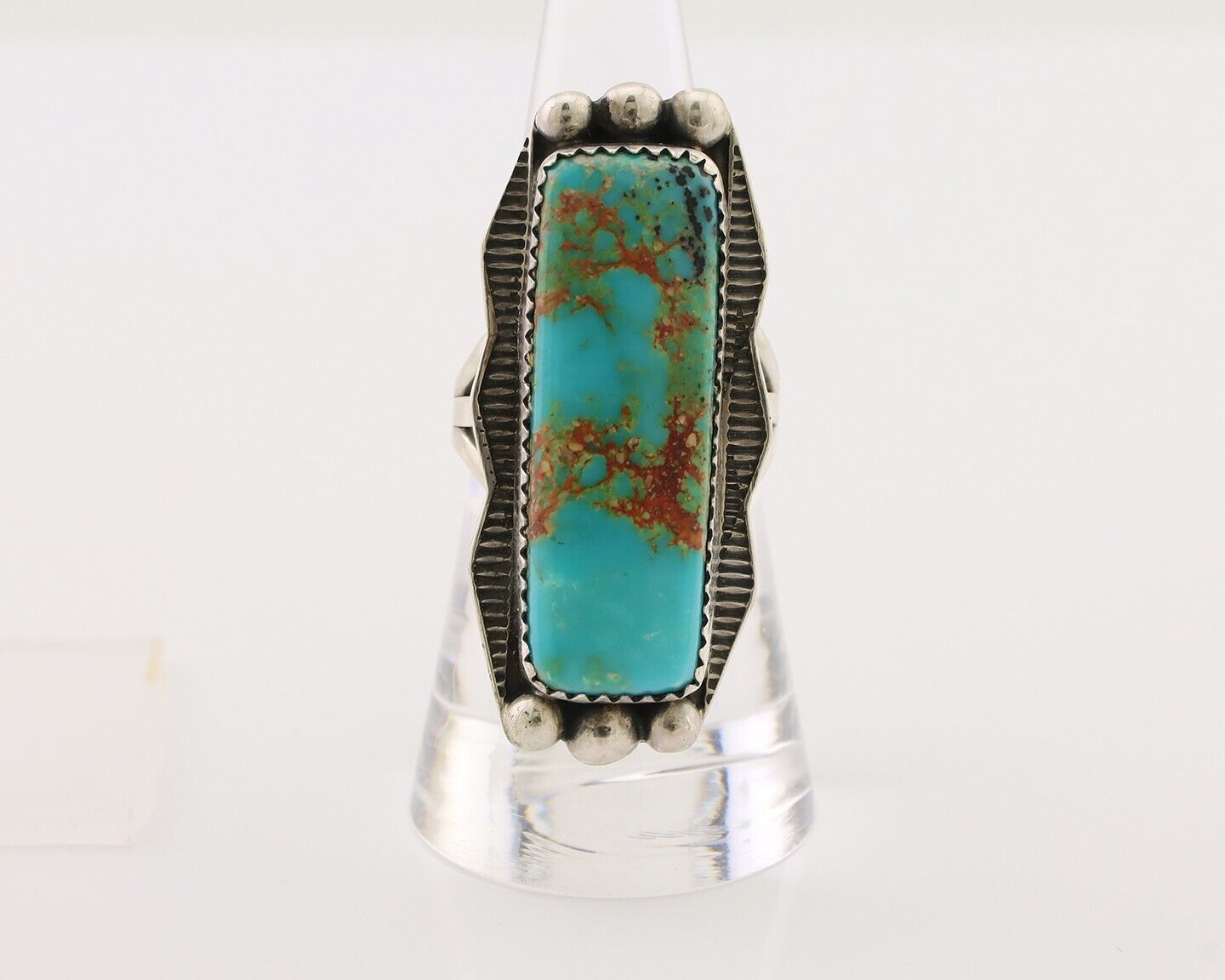 Navajo Hamdmade Ring 925 Silver Southwest Turquoise Signed D C.80's