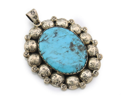 Navajo Pendant Sterling Silver Authentic Turquoise Vintage Artist Signed
