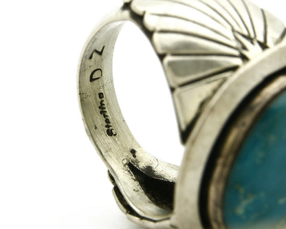 Navajo Ring .925 SOLID Silver Blue Gem Turquoise Signed Doug Zachary C.80's
