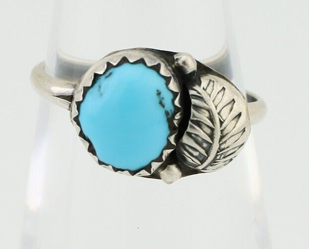 Navajo Ring 925 Silver Sleeping Beauty Turquoise Native American Artist C.80's