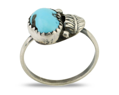 Navajo Ring 925 Silver Sleeping Beauty Turquoise Native American Artist C.80's