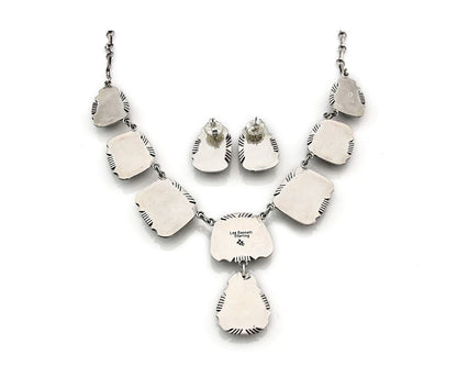 Navajo Necklace Earring Set Sterling Silver Vintage Signed Lee Bennett C.80's