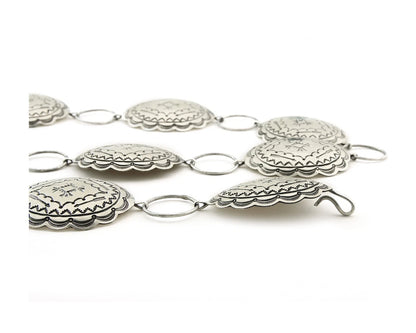 Navajo Concho Belt Sterling Silver Vintage Signed Wilbert Secatero