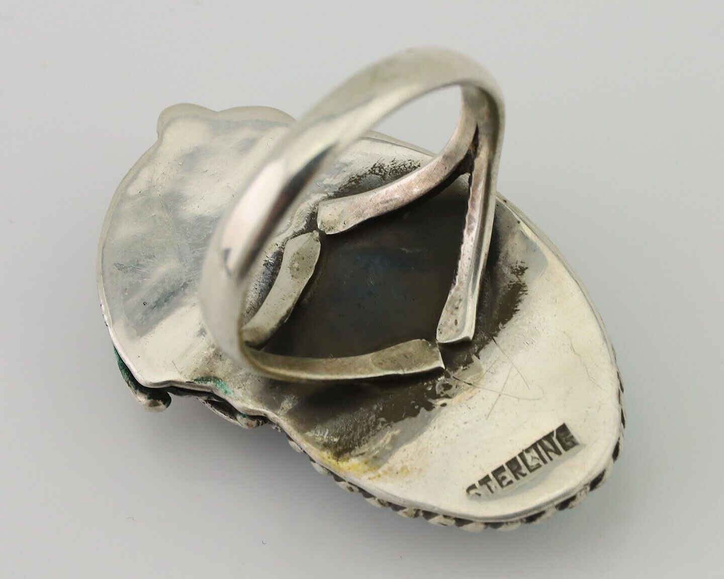 Navajo Ring 925 Silver Natural Blue Turquoise Native American Artist C.80's