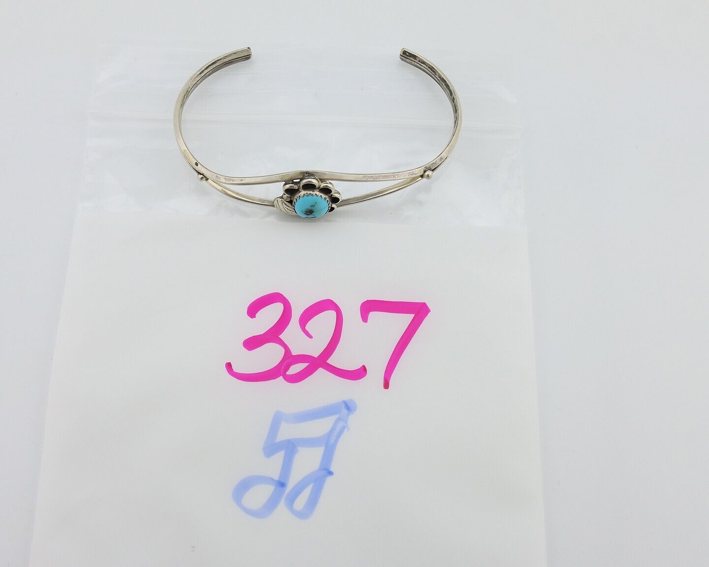 Navajo Bracelet 925 Silver Sleeping Beauty Turquoise Native American Artist C80s