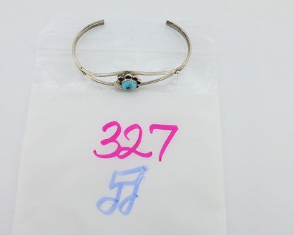Navajo Bracelet 925 Silver Sleeping Beauty Turquoise Native American Artist C80s