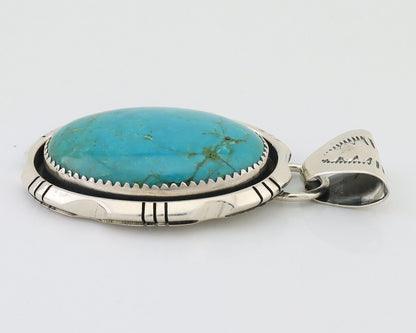 Navajo Pendant 925 Silver Kingman Turquoise Native American Artist C.80's