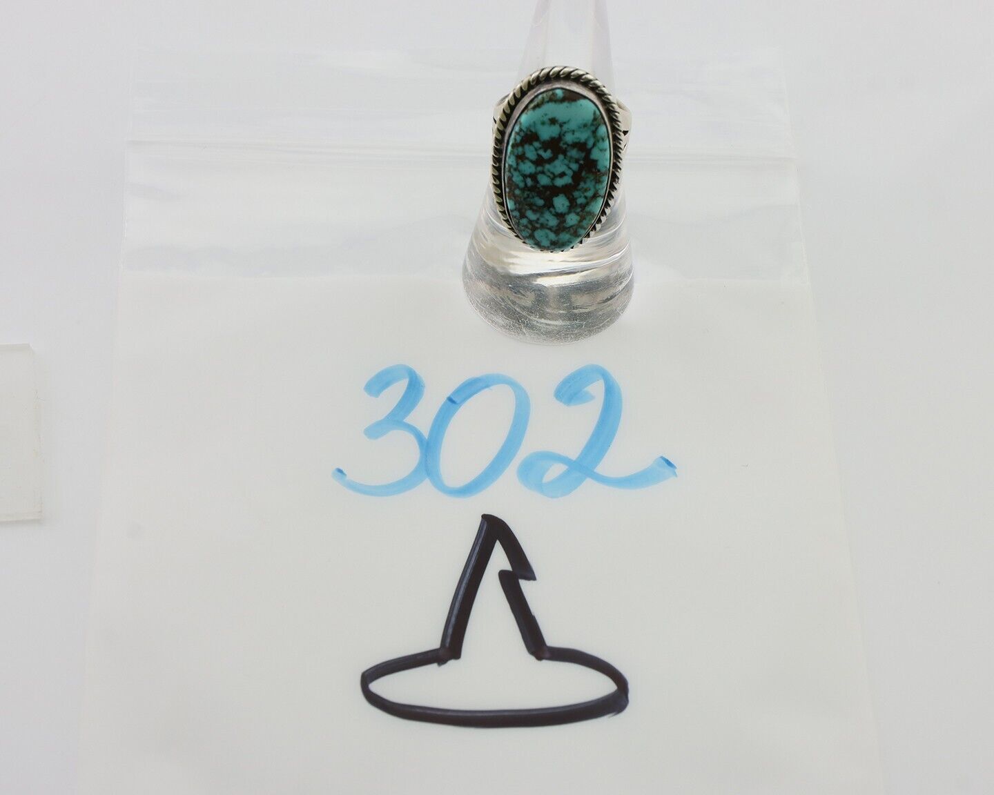 Navajo Ring 925 Silver Blue Spiderweb Turquoise Native American Artist C.80's