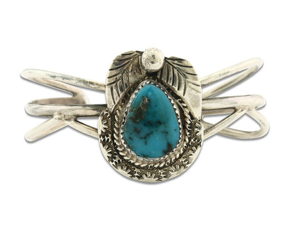 Vintage Navajo Bracelet 925 Silver Blue Turquoise Signed Kay Johnson