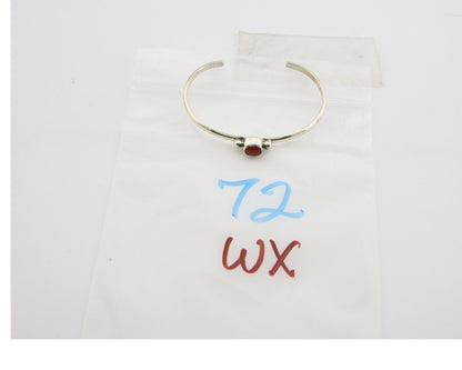 Navajo Bracelet .925 Silver Natural Red Coral Cuff Native American Artist C.80's