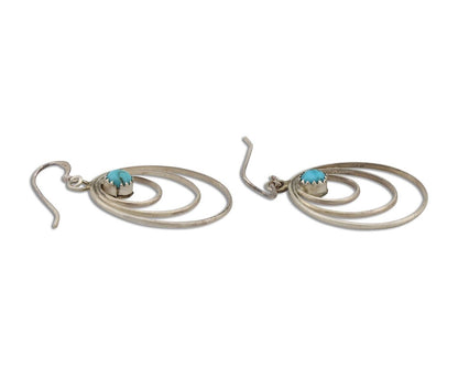 Navajo Dangle Handmade Earrings 925 Silver Blue Turquoise Native Artist C.80's