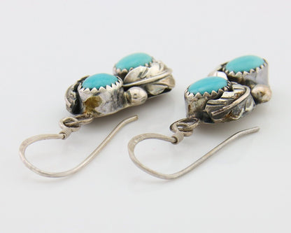 Navajo Dangle Earrings 925 Silver Natural Turquoise Native American Artist C80s