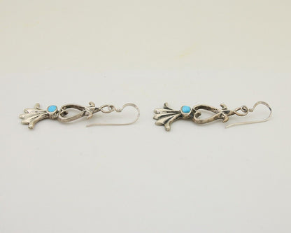 Navajo Dangle Earrings 925 Silver Blue Turquoise Native American Artist C.80's