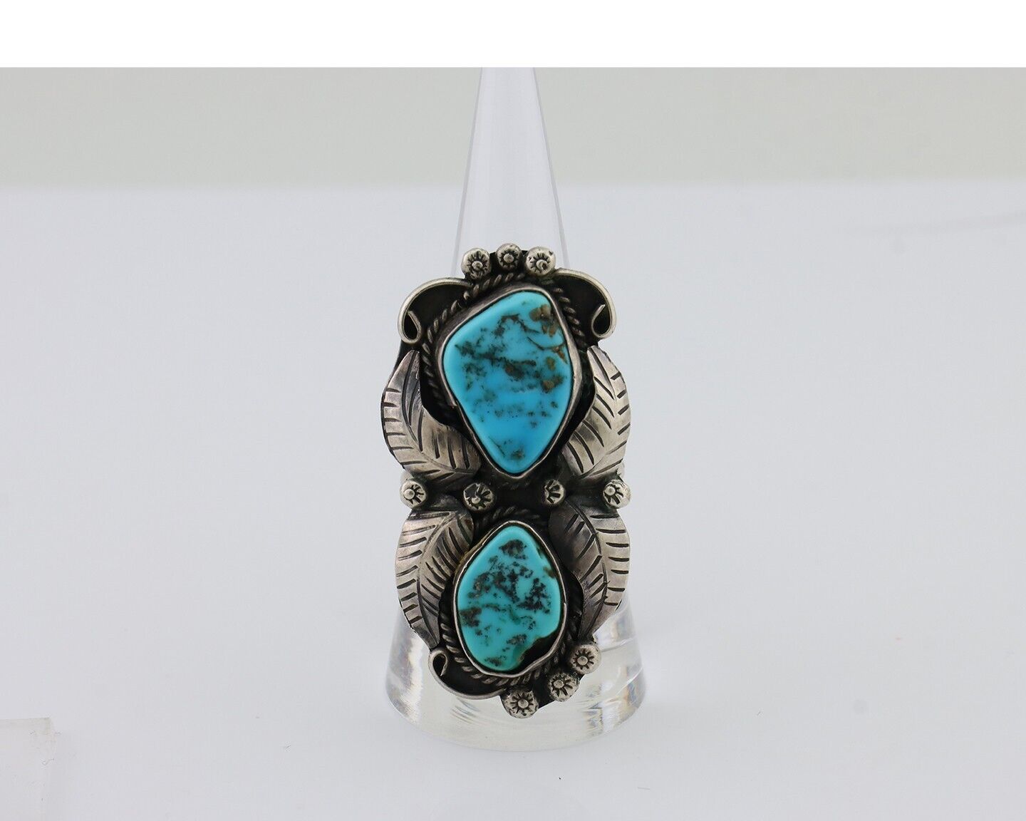 Navajo Handmade Ring 925 Silver Sleeping Beauty Turquoise Size 9.0 C.80's