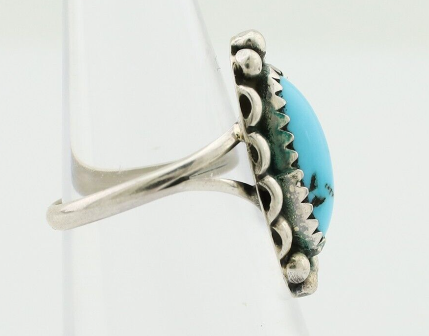 Navajo Ring 925 Silver Sleeping Beauty Turquoise Artist Signed SC C.80's