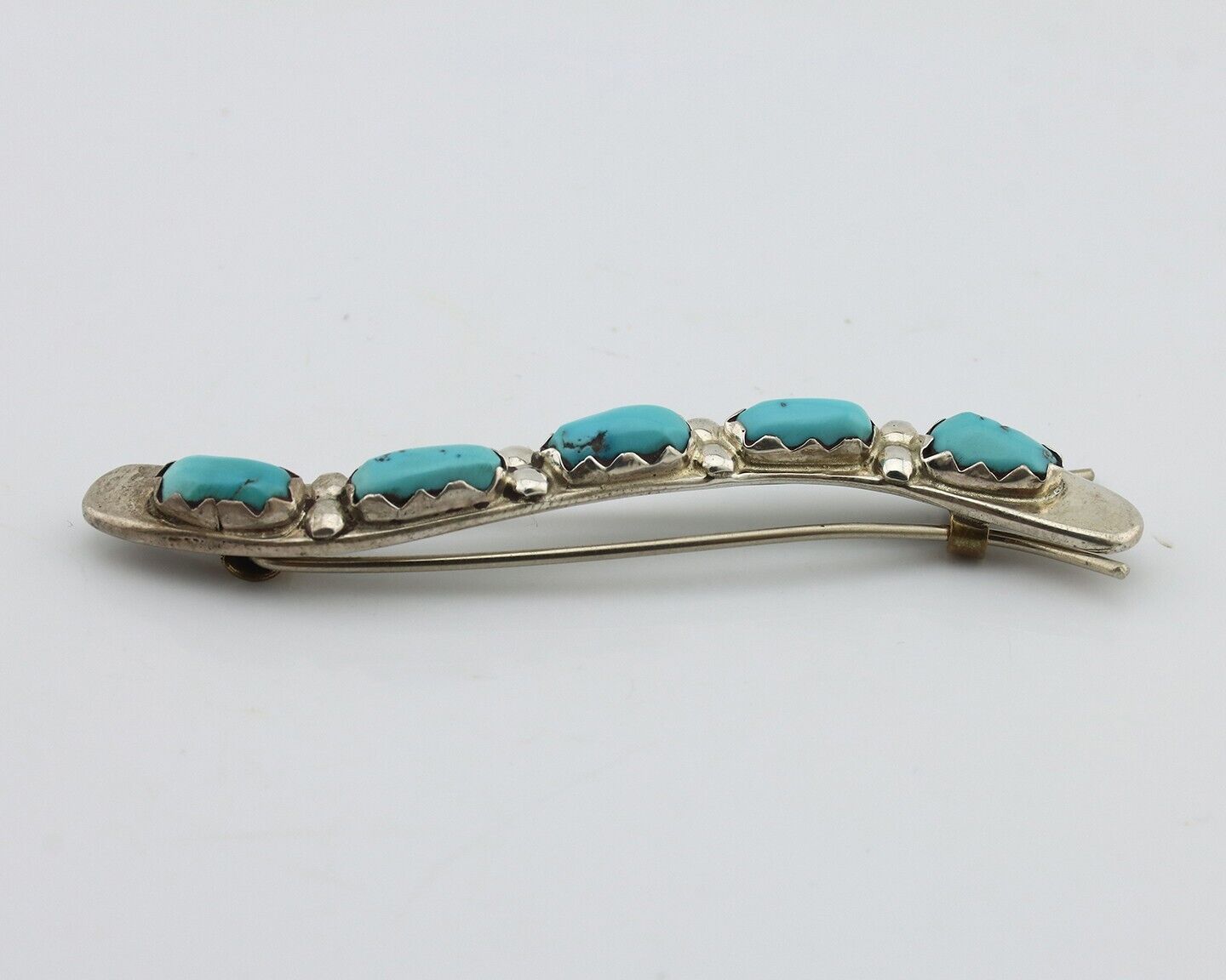 Women's Zuni Hair Clip Barrette 925 Silver Blue Turquoise Signed B&N NASTACIO