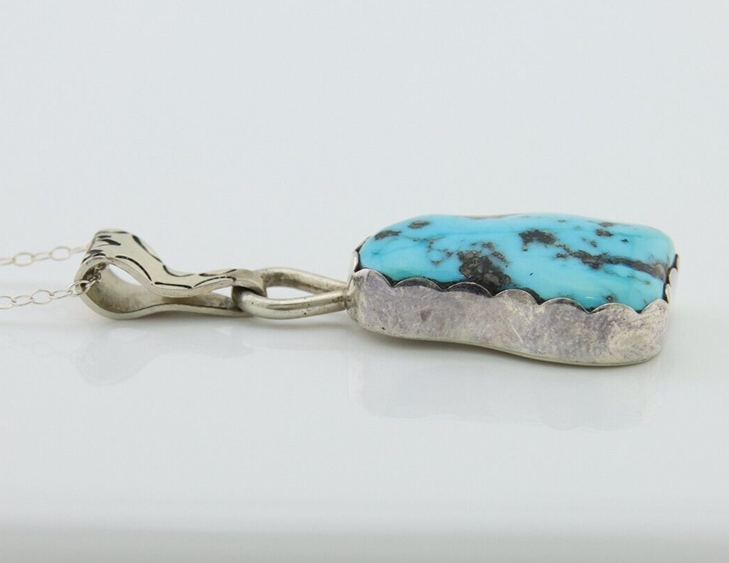Navajo Necklace 925 Silver Blue Turquoise Artist Signed Tony Guerro C.80's