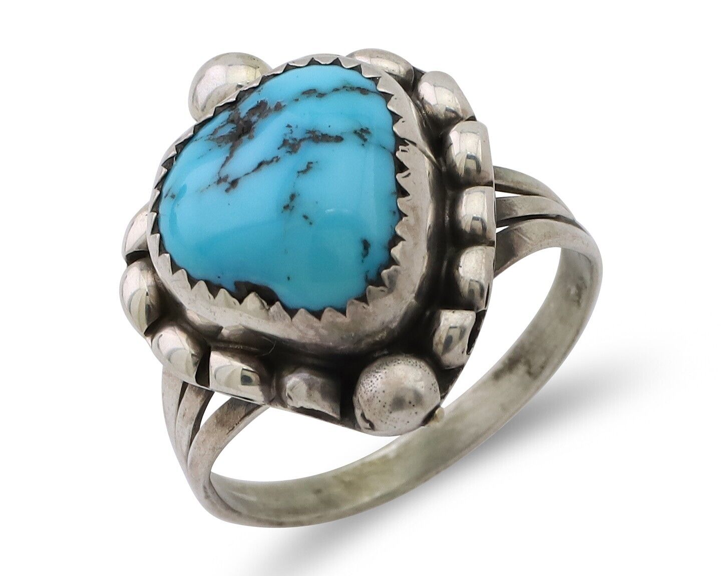 Navajo Ring 925 Silver Sleeping Beauty Turquoise Artist Signed SC C.80's