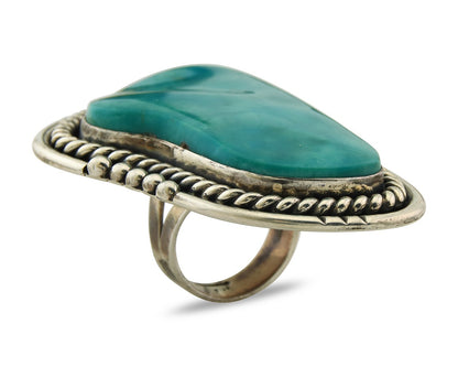 Huge Navajo Ring Sterling Silver Vintage Turquoise Signed DZ Size 7.0