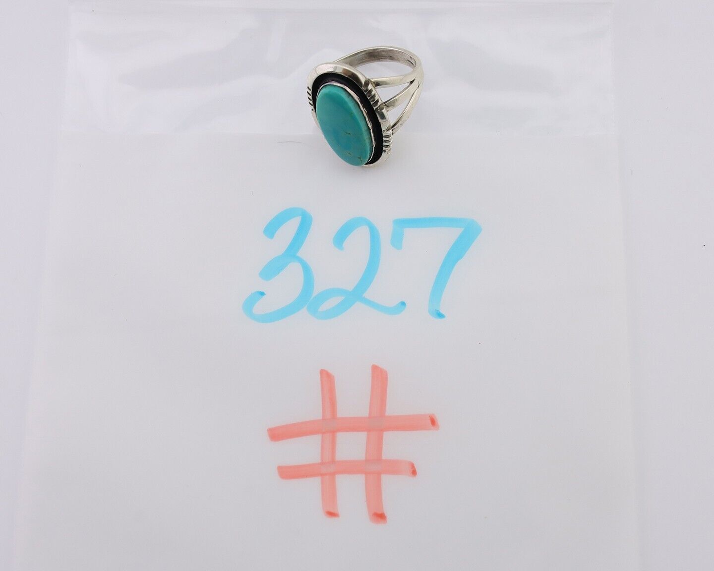 Navajo Hand Stamped Ring 925 Silver Natural Turquoise Native Artist C.80's