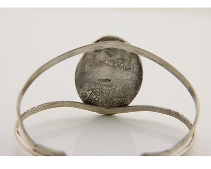 Navajo Hand Stamped Cuff Bracelet Turquoise 925 Silver Native American Artist