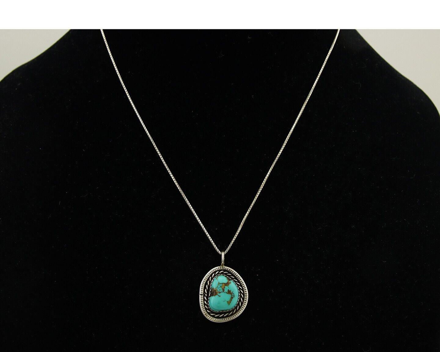 Navajo Necklace 925 Silver Natural Turquoise Native American Artist C.80's