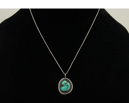 Navajo Necklace 925 Silver Natural Turquoise Native American Artist C.80's
