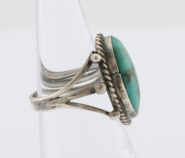 Navajo Ring 925 Silver Natural Kingman Turquoise Native American Artist C.80's