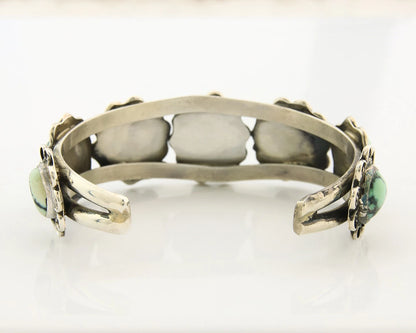 Navajo Cuff Bracelet Sterling Silver Natural Damele Turquoise Vintage Handmade