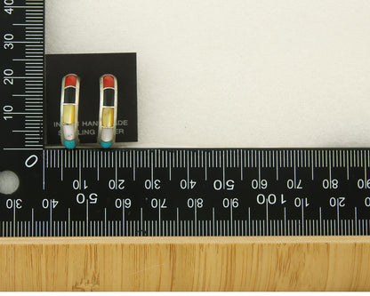 Navajo Earrings 925 Silver Natural Gemstone Native American Artist C.80's