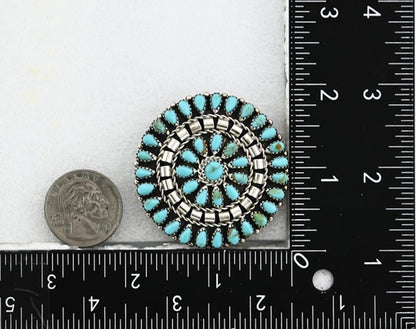Navajo Concho Pin Pendant Natural Blue Turquoise Vintage Handmade Signed MB