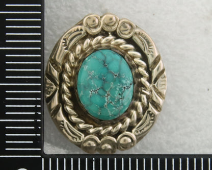 Navajo Earrings 925 Silver Natural Turquoise Artist Signed NE C.80's