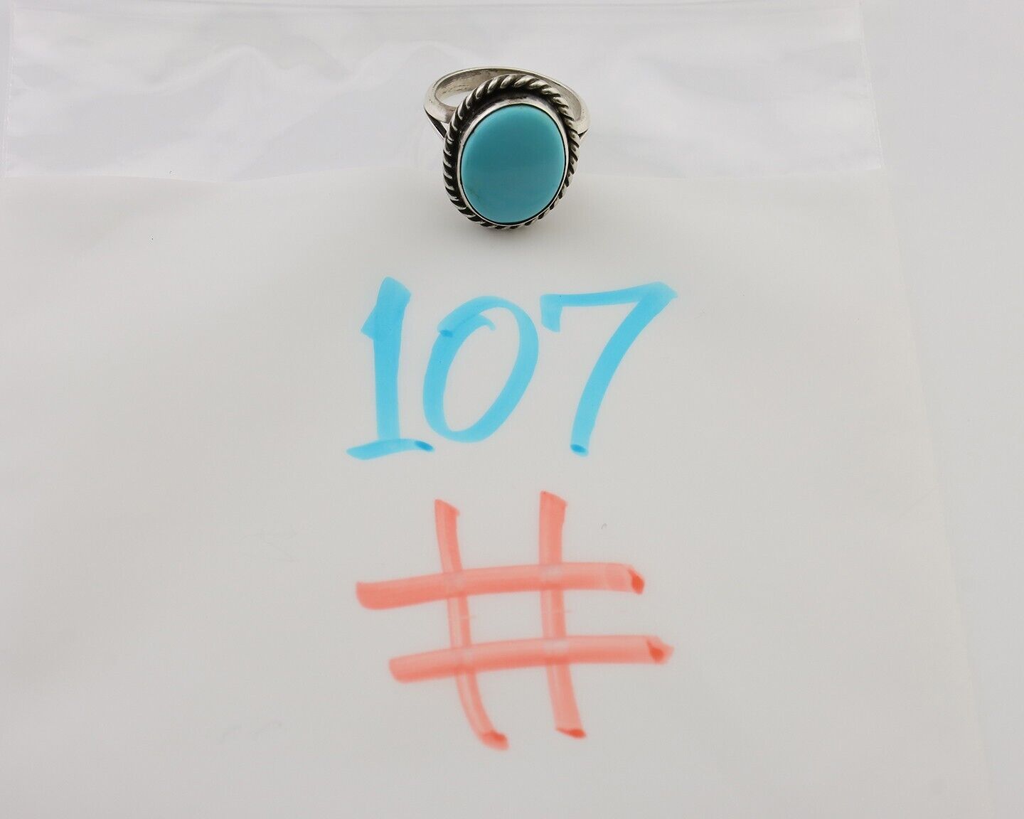 Navajo Ring 925 Silver Natural Blue Turquoise Native American Artist C.80's