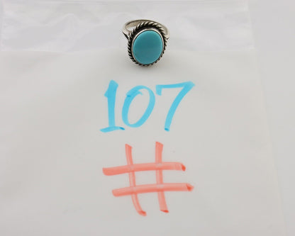 Navajo Ring 925 Silver Natural Blue Turquoise Native American Artist C.80's