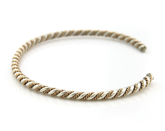 Navajo Twist Cuff Bracelet Sterling Silver Gold Authentic Vintage Native Artist