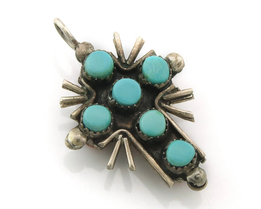 Navajo Cross Pendant Sterling Silver Natural Gemstones Vintage