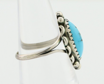 Navajo Ring 925 Silver Sleeping Beauty Turquoise Artist Signed SC C.80's