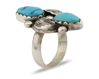 Zuni Ring 925 Silver Natural Blue Turquoise Signed Simplicio C.80's