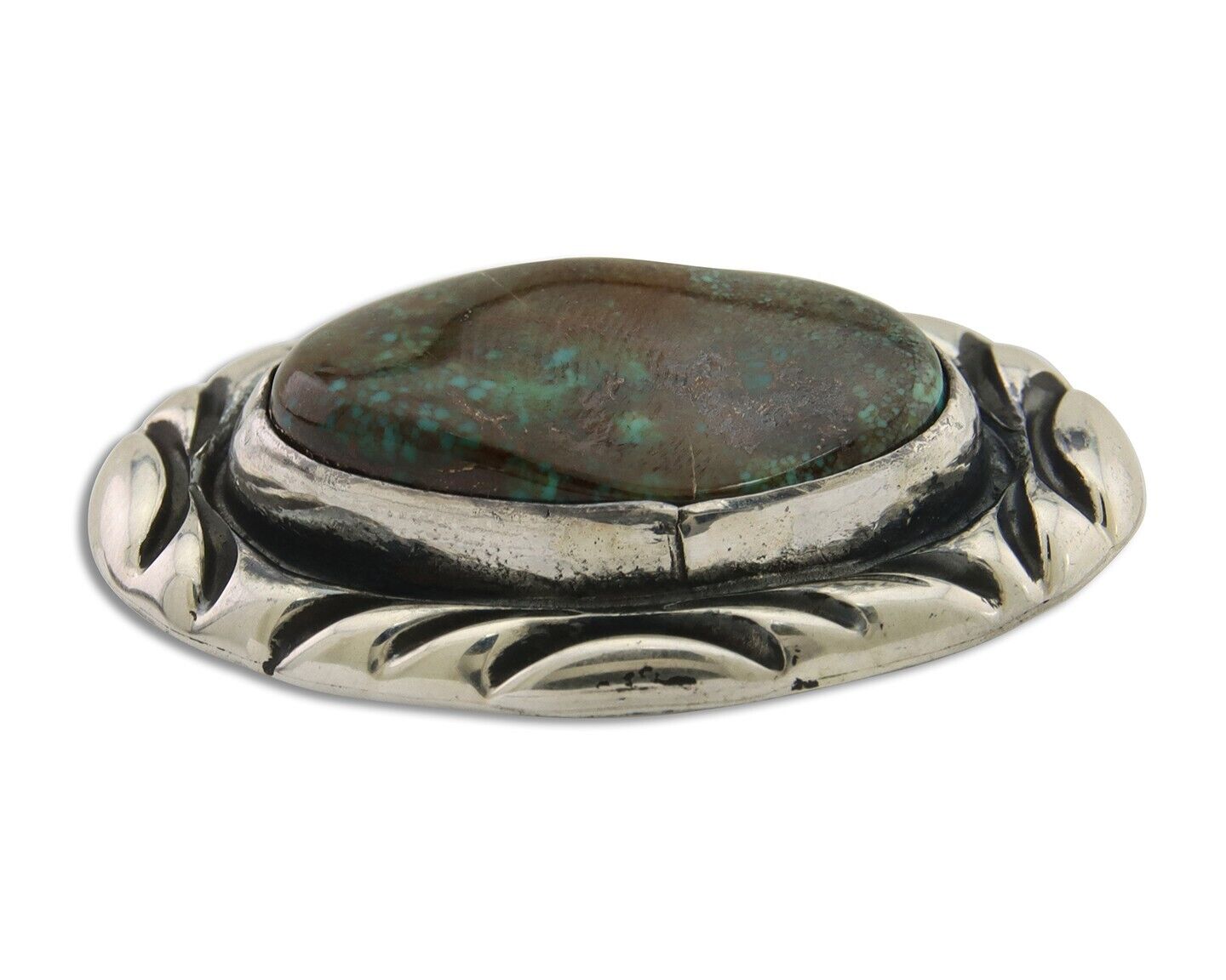 Navajo Pin 925 Silver Natural Mined Turquoise Artist Signed C Montoya C.80's