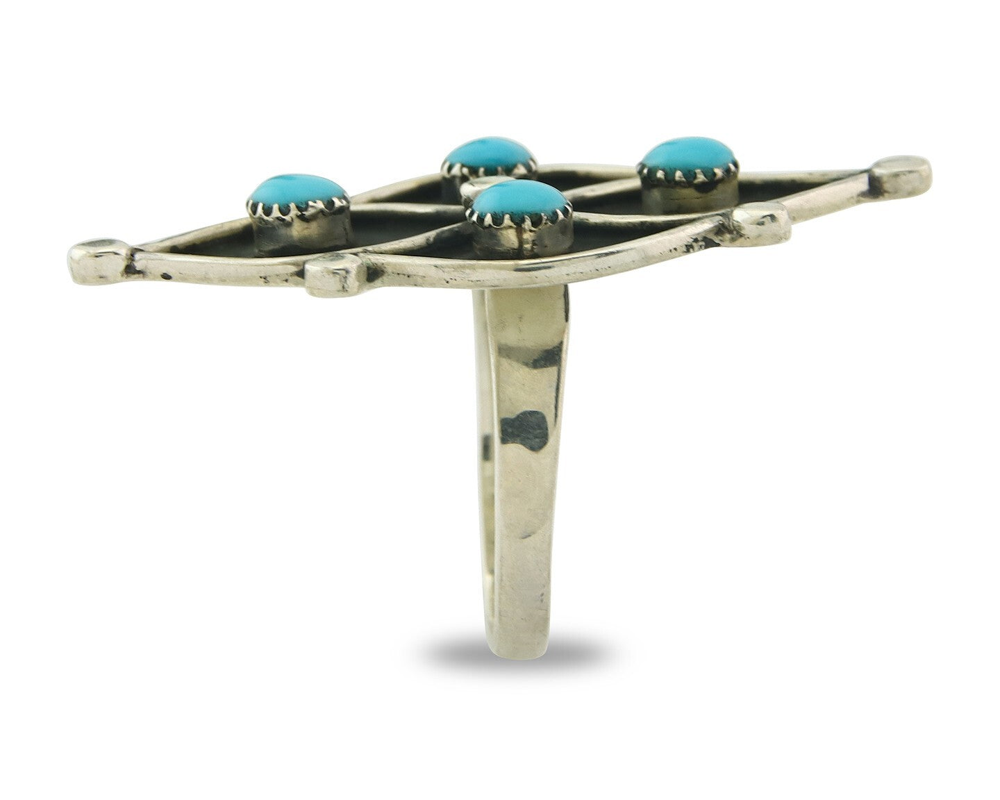 Vintage Zuni Ring 925 Sterling Authentic Natural Turquoise Native Artist Sz 8.25